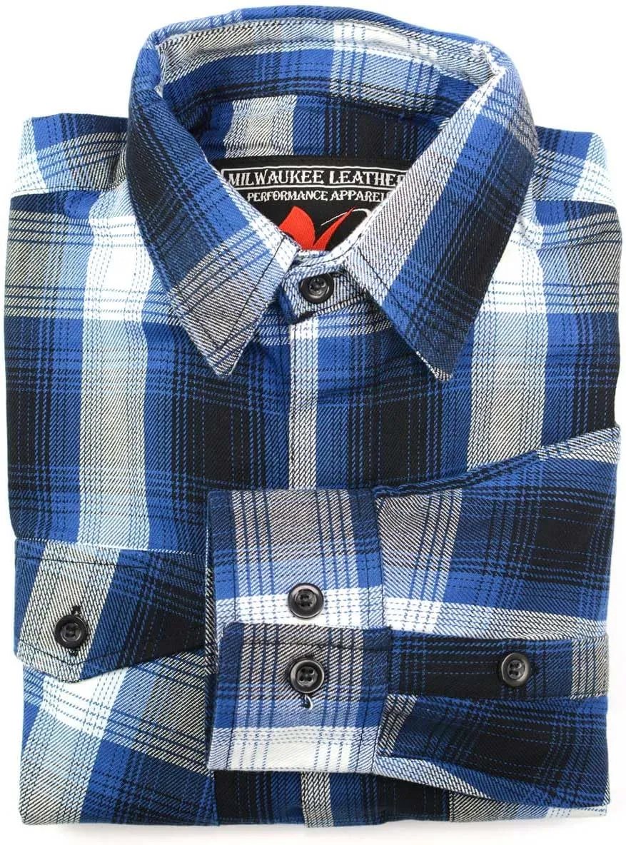 Milwaukee Leather Mens Casual Cotton Flannel Plaid Long Sleeve Button Down Cotton Shirts