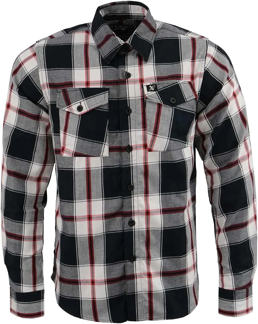 Milwaukee Leather Mens Casual Cotton Flannel Plaid Long Sleeve Button Down Cotton Shirts