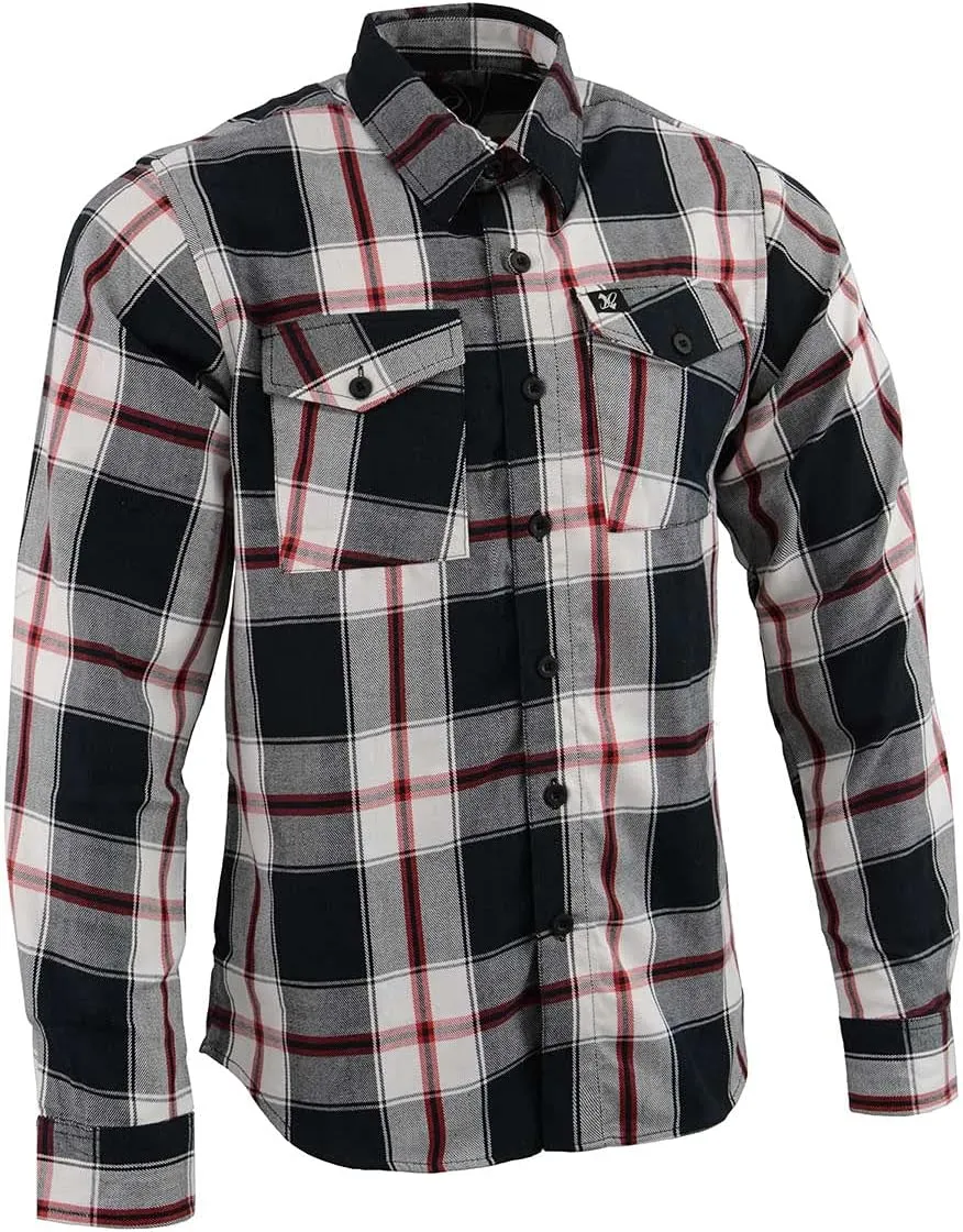Milwaukee Leather Mens Casual Cotton Flannel Plaid Long Sleeve Button Down Cotton Shirts