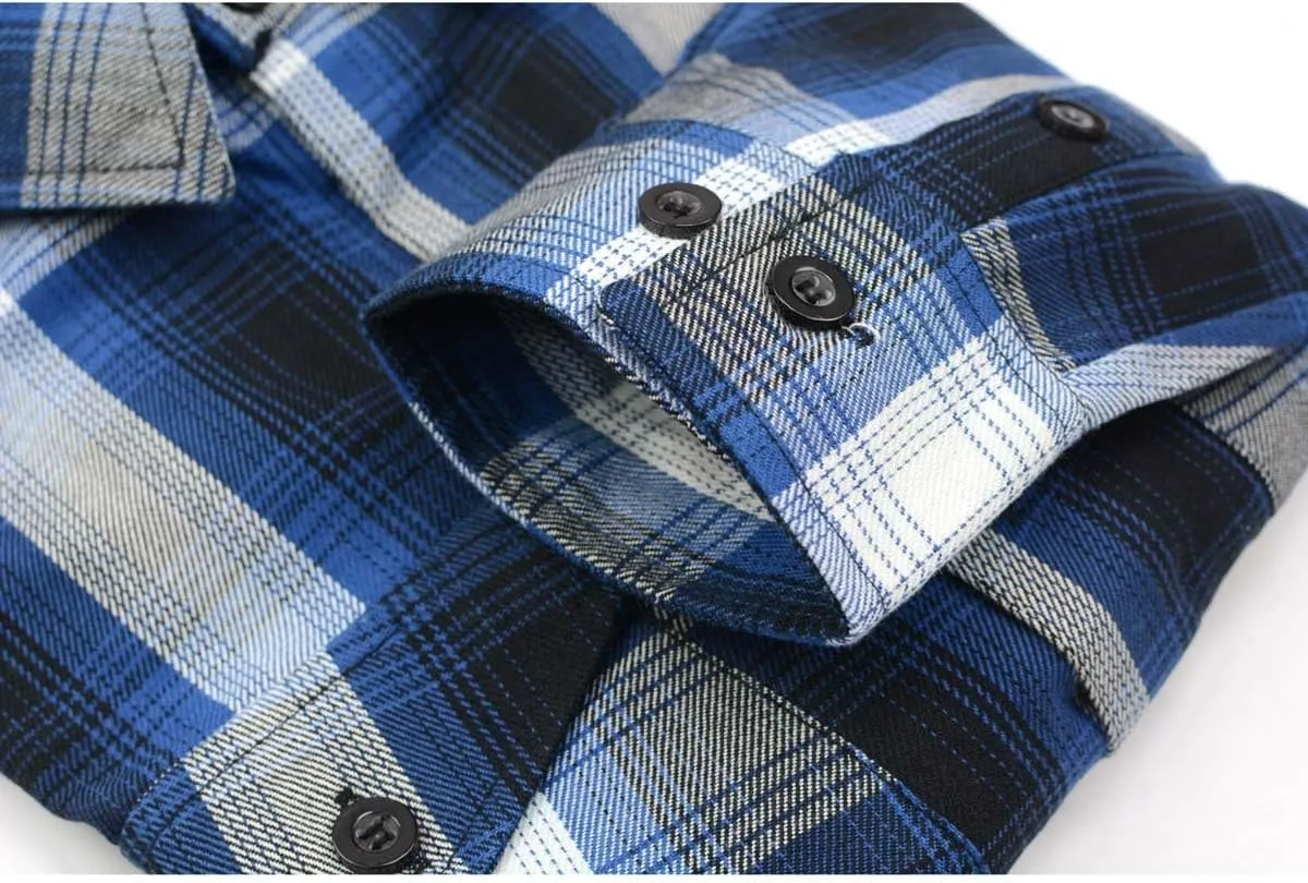 Milwaukee Leather Mens Casual Cotton Flannel Plaid Long Sleeve Button Down Cotton Shirts