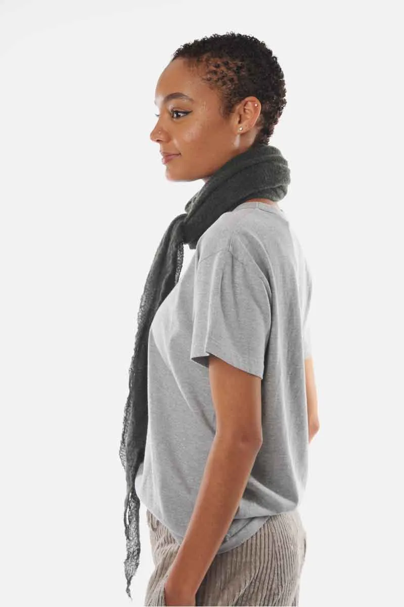 Olive Melange Barre Knit Diamond Cashmere Scarf