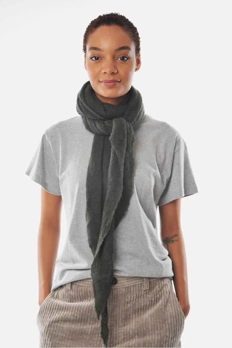 Olive Melange Barre Knit Diamond Cashmere Scarf