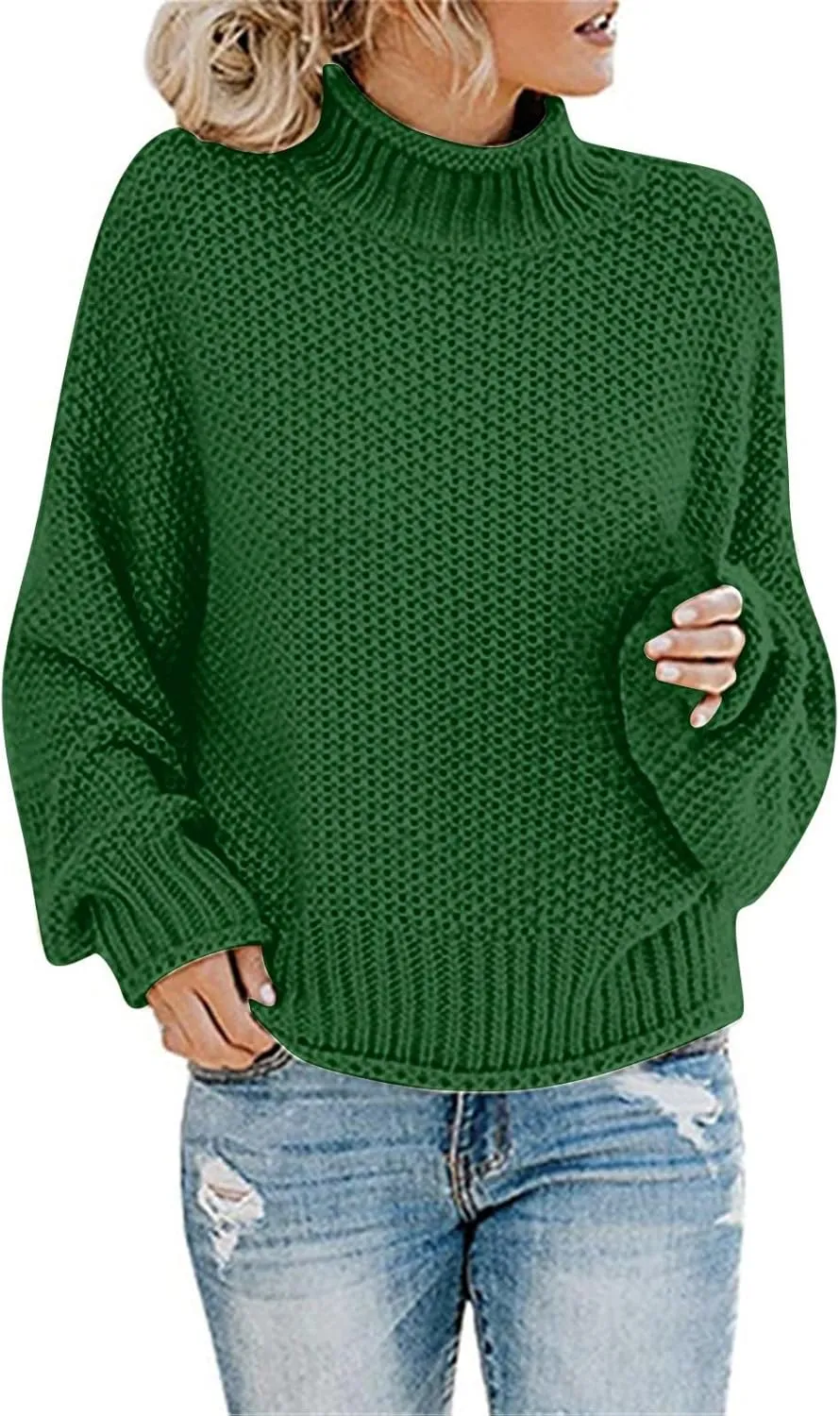 Oversized Sweaters for Women Cable Knit Pullover Sweater Wool Turtleneck Long Sleeve Jumper Fall Winter Casual Tops