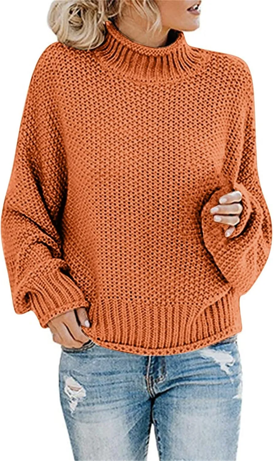 Oversized Sweaters for Women Cable Knit Pullover Sweater Wool Turtleneck Long Sleeve Jumper Fall Winter Casual Tops
