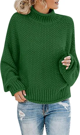 Oversized Sweaters for Women Cable Knit Pullover Sweater Wool Turtleneck Long Sleeve Jumper Fall Winter Casual Tops