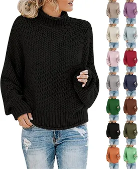 Oversized Sweaters for Women Cable Knit Pullover Sweater Wool Turtleneck Long Sleeve Jumper Fall Winter Casual Tops