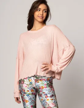 Oversized Waffle Top Dusty Pink