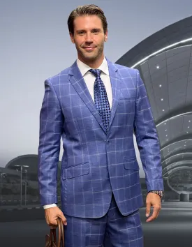PARKER 2 PC PLAID INDIGO MODERN FIT SUIT