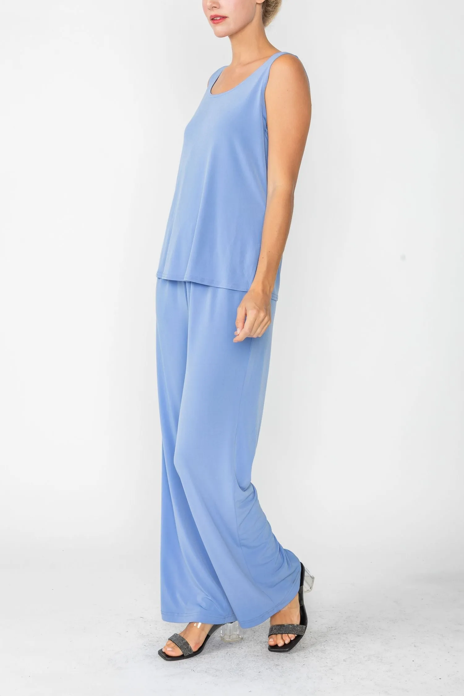 Periwinkle Wide Leg Long Pants & Scoop Neck Tank Top