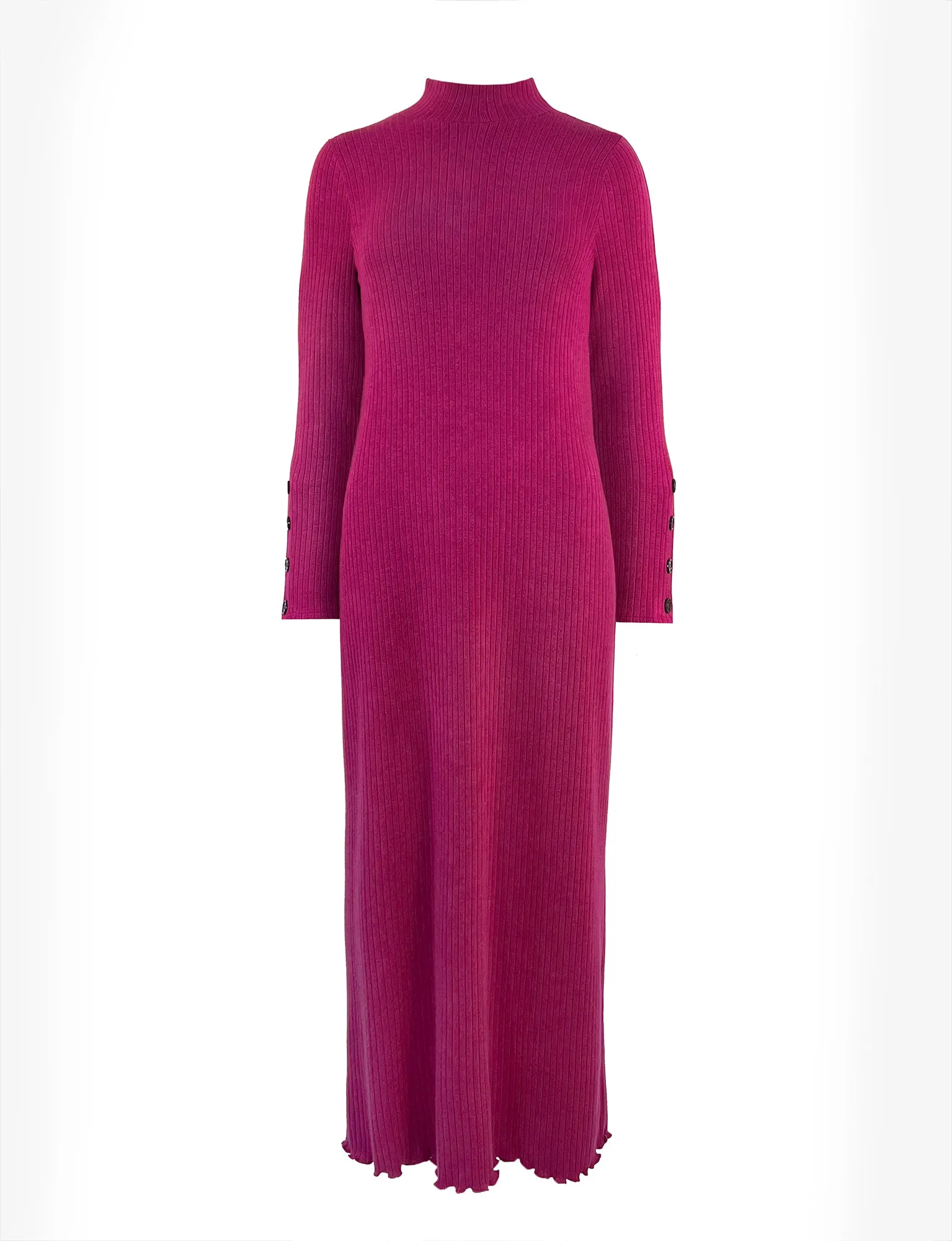 Petite Pink Rib Knit High Neck Dress