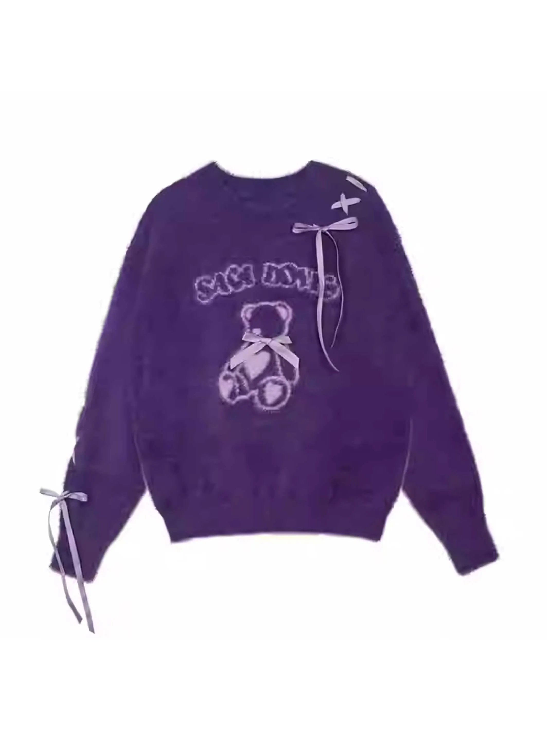 Purple bear ribbon sweater【s0000010666】
