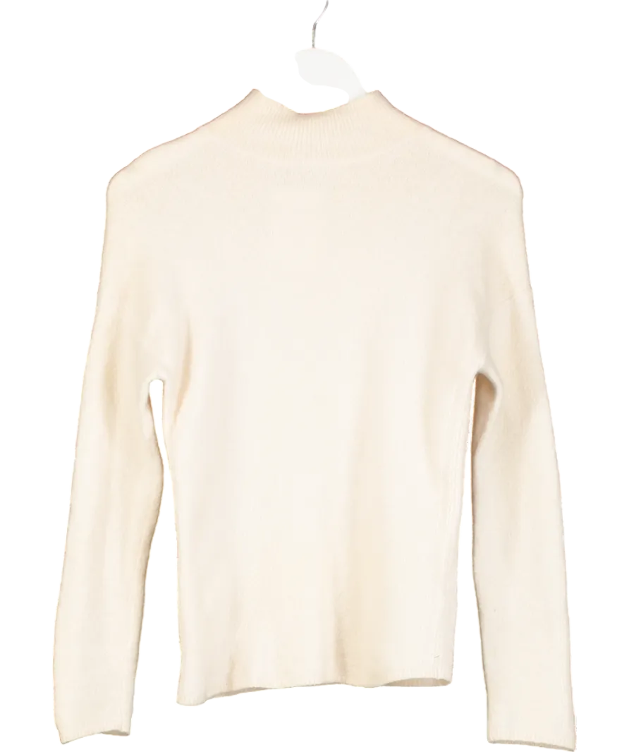 REISS White Martha Wool-cashmere Crew Neck Jumper In Cream UK XS