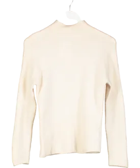 REISS White Martha Wool-cashmere Crew Neck Jumper In Cream UK XS