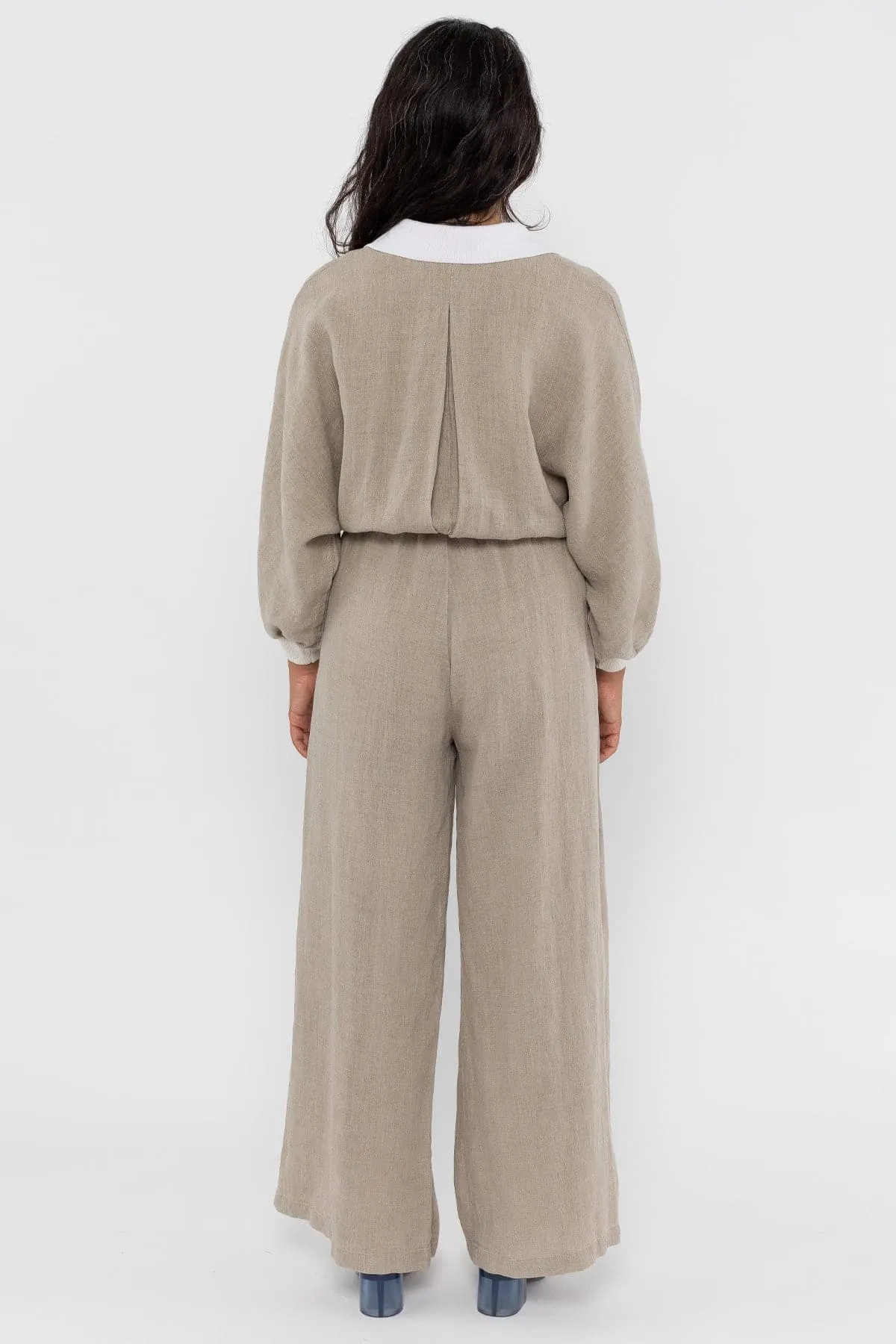 RLIN512GD - Linen Jumpsuit with Cotton Rib