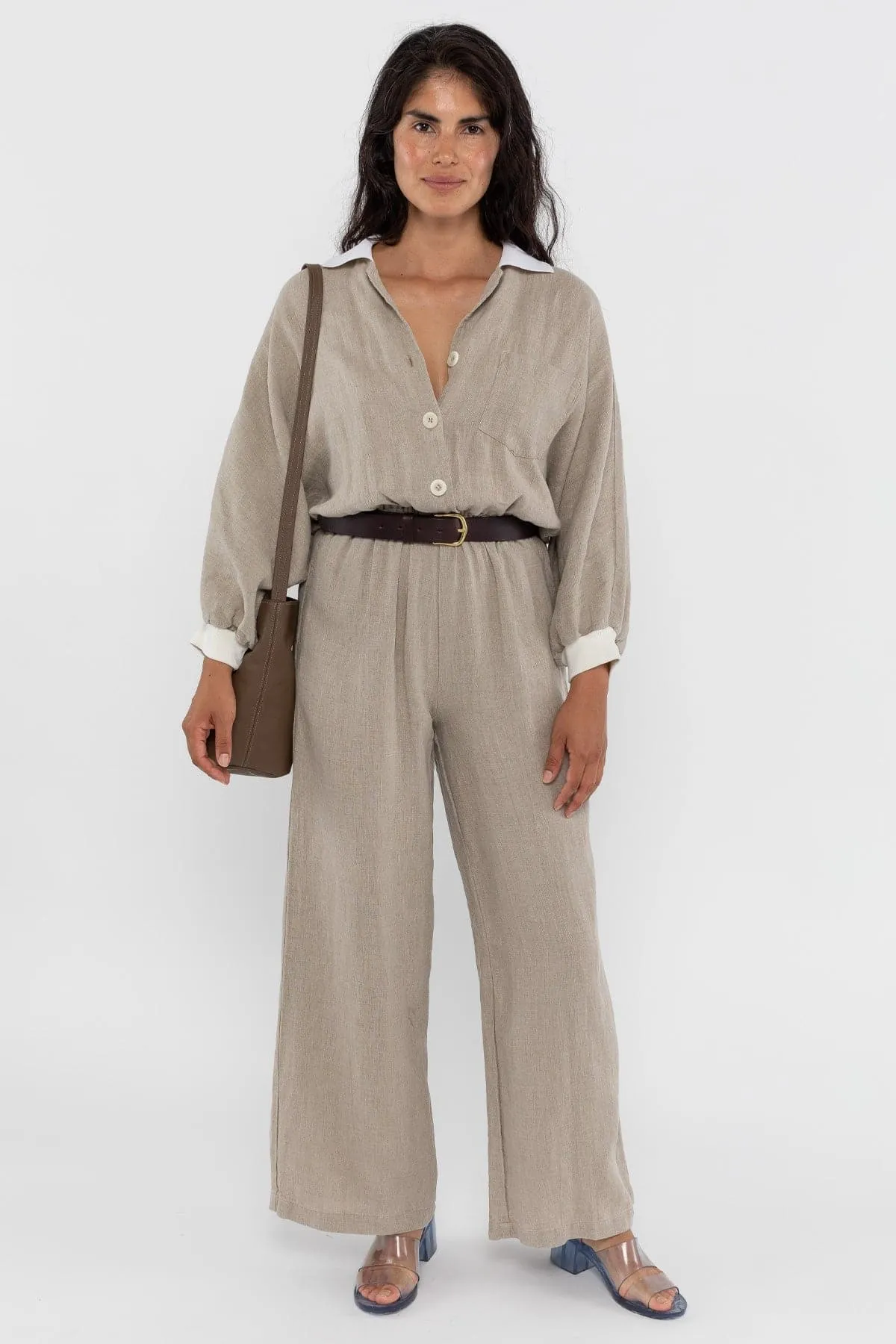 RLIN512GD - Linen Jumpsuit with Cotton Rib