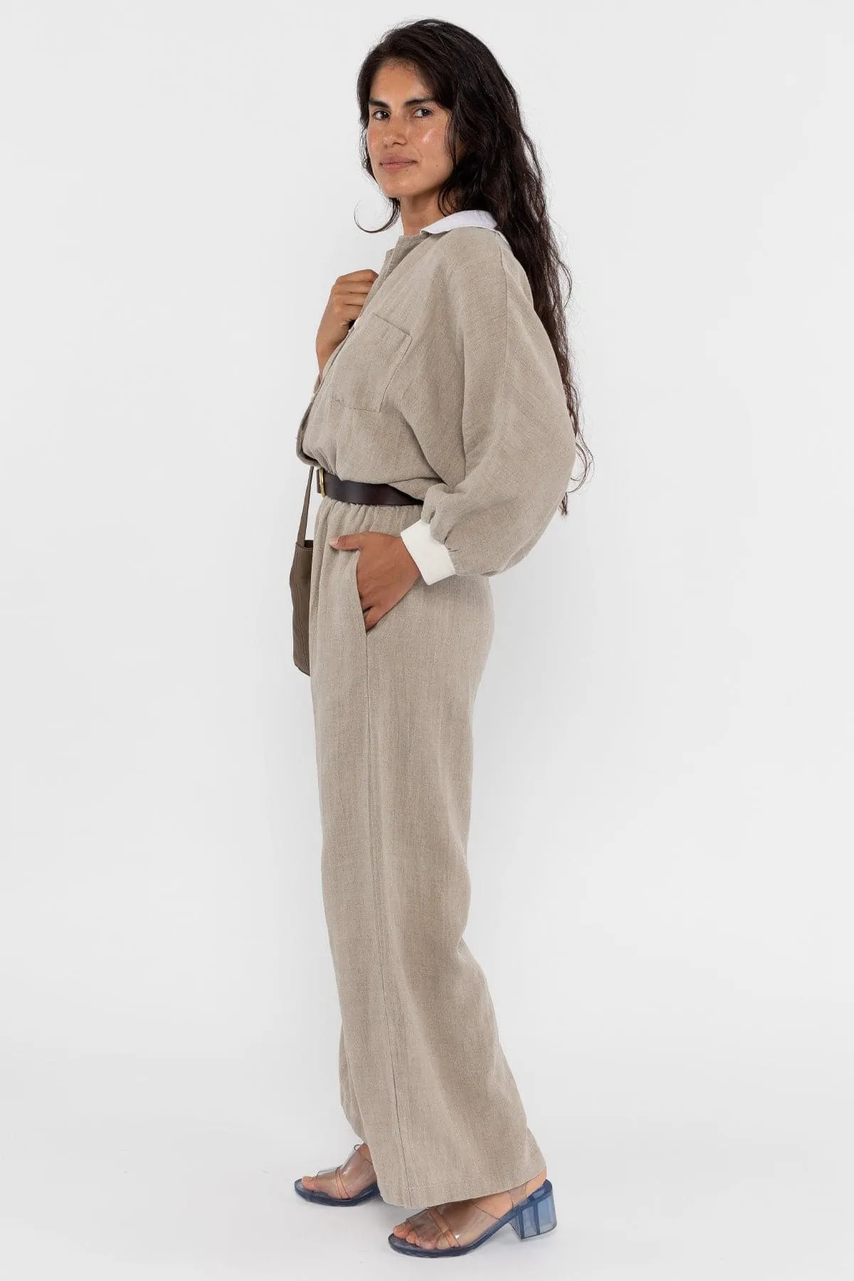 RLIN512GD - Linen Jumpsuit with Cotton Rib