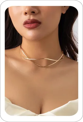 Simple Open Choker Necklace Simple Metal Collar Necklace Trendy Gold Round Clavicle Choker Statement Chunky Bib Chokers Necklaces Jewelry for Women