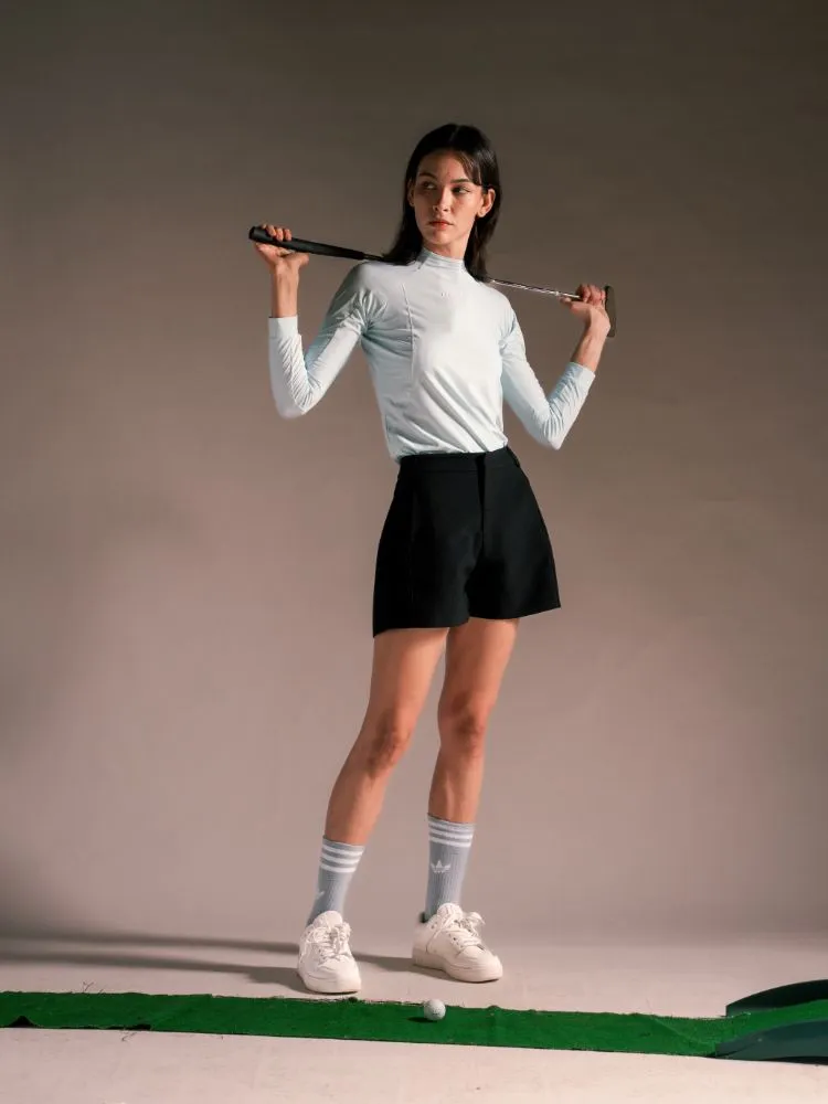 Softouch Long Sleeve Mock Neck Tee - Blue