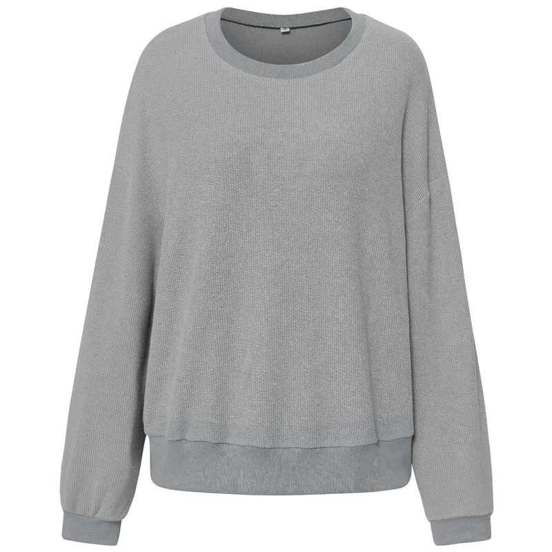 Solid Color Crew Neck Sweater