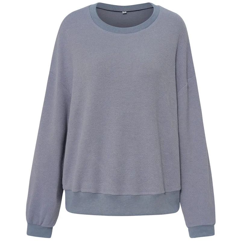 Solid Color Crew Neck Sweater