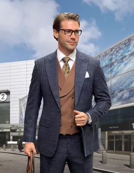 SORENTO 3 PC MIDNIGHT PLAID MODERN FIT SUIT