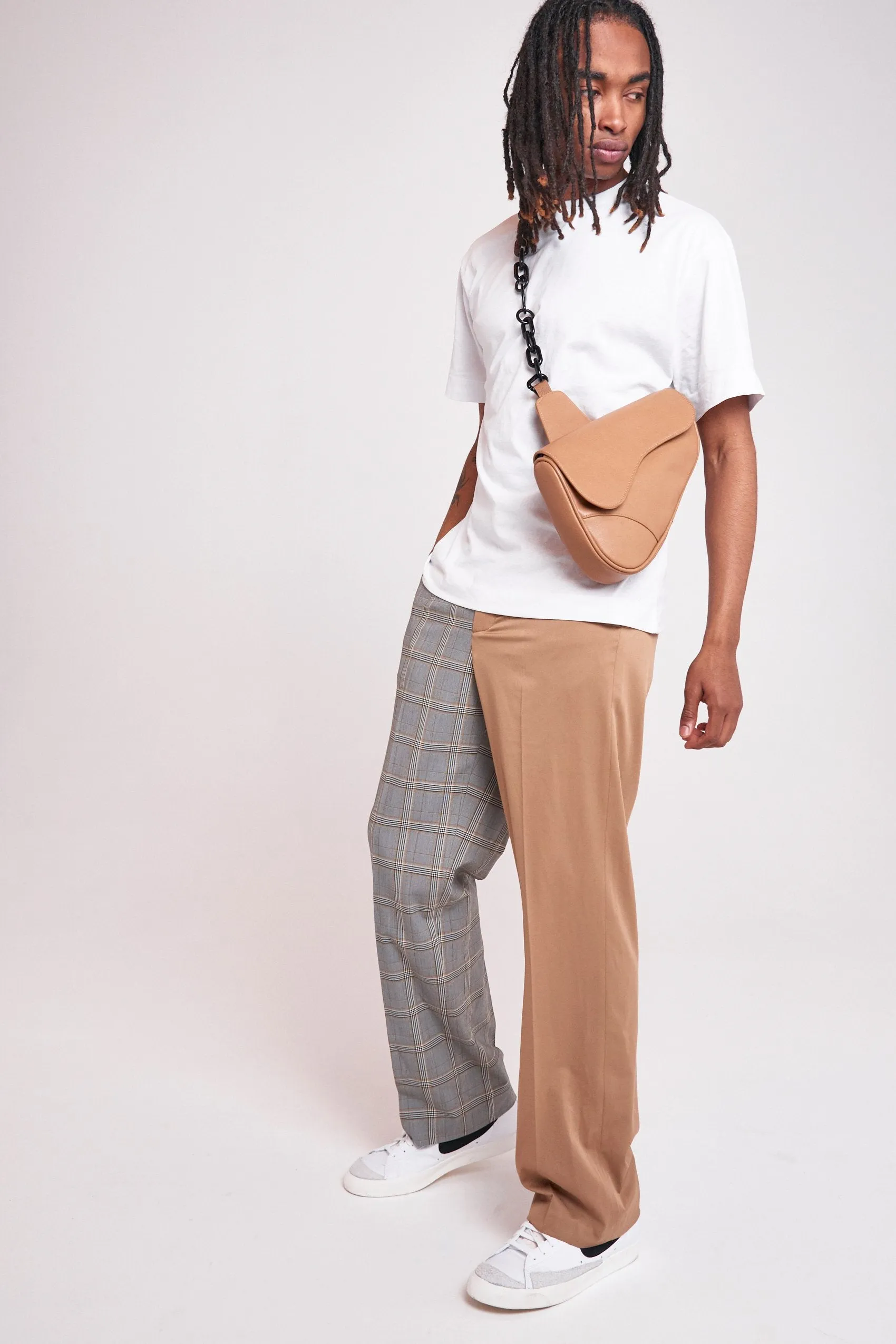 Spliced Check Loose Fit Trousers