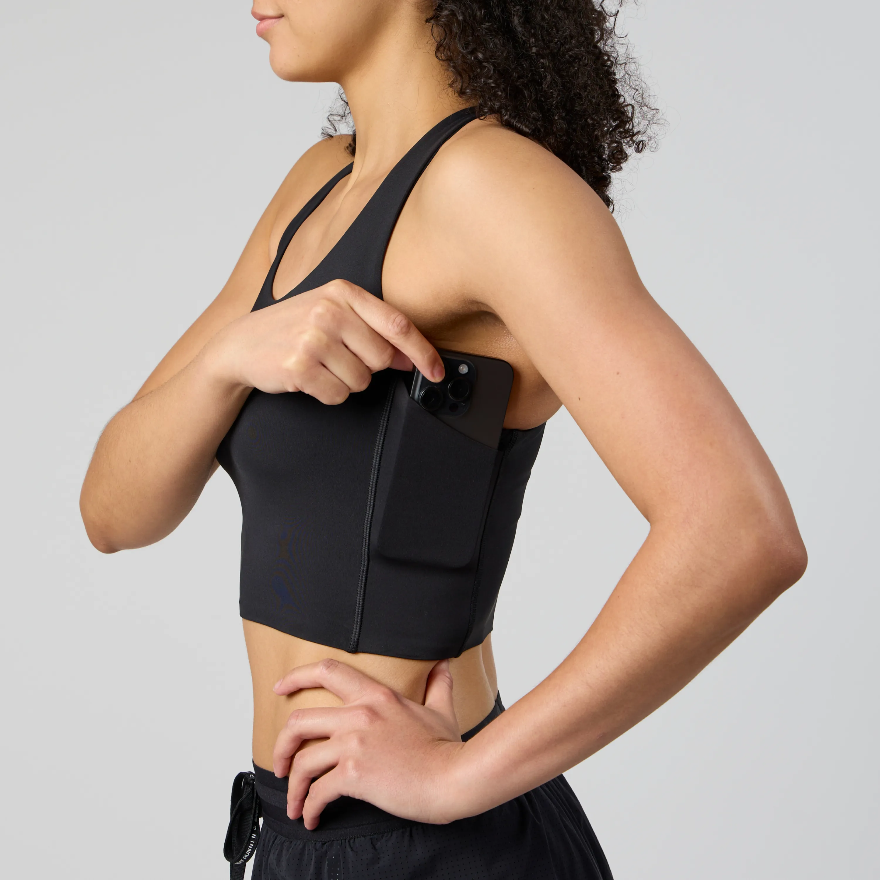 Stamina™ Scoop Neck Race Crop - Black