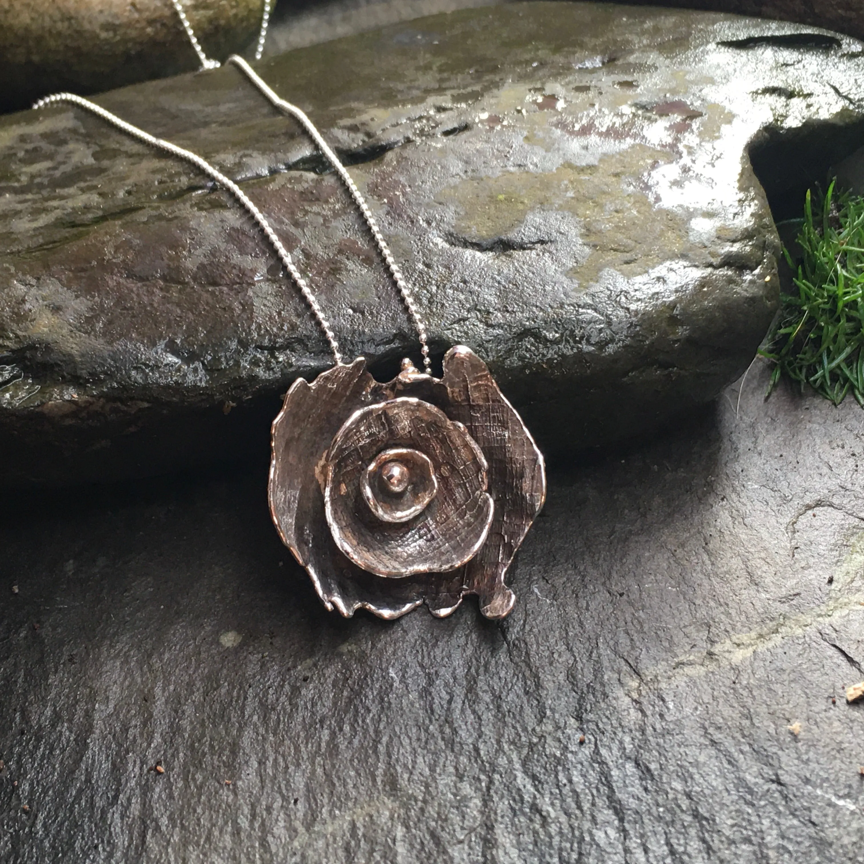 Sterling silver large 'Peony' pendant