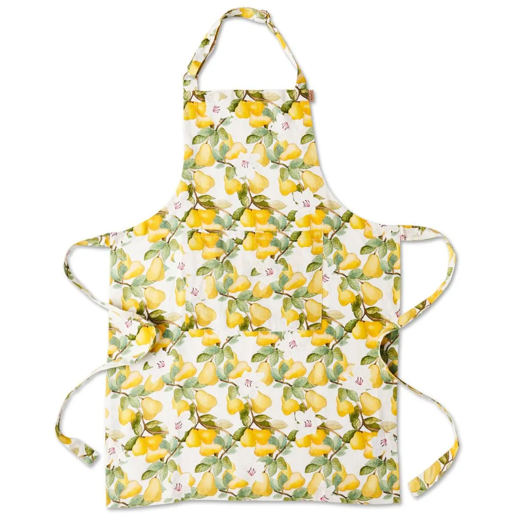 Summer Lily White Linen Apron