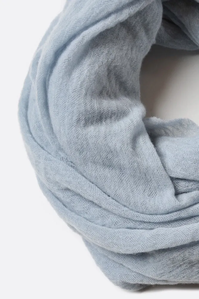 Thick Dusty Blue Classic Knit Cashmere Tube Scarf