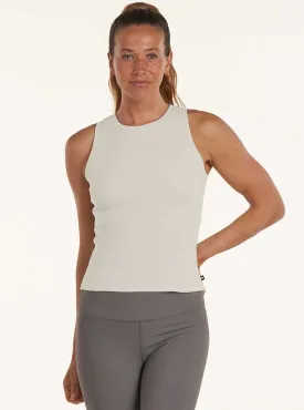 Thrive Société Women's Classic Crew Neck Cropped Tank Top - Chalk White
