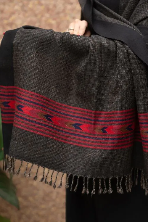 TICH Fine, Soft Himachal Wool Stole - Steel Grey