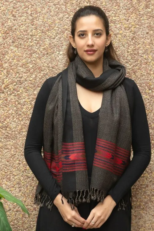 TICH Fine, Soft Himachal Wool Stole - Steel Grey