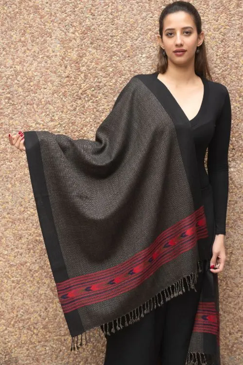 TICH Fine, Soft Himachal Wool Stole - Steel Grey