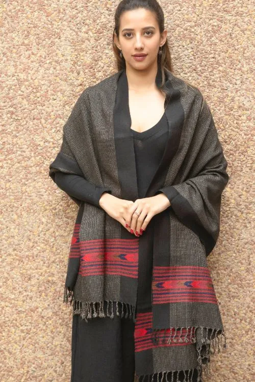 TICH Fine, Soft Himachal Wool Stole - Steel Grey