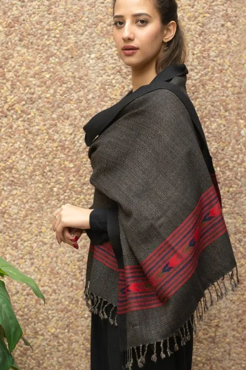 TICH Fine, Soft Himachal Wool Stole - Steel Grey