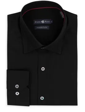 Tonal Stripe Button up Shirt in Black