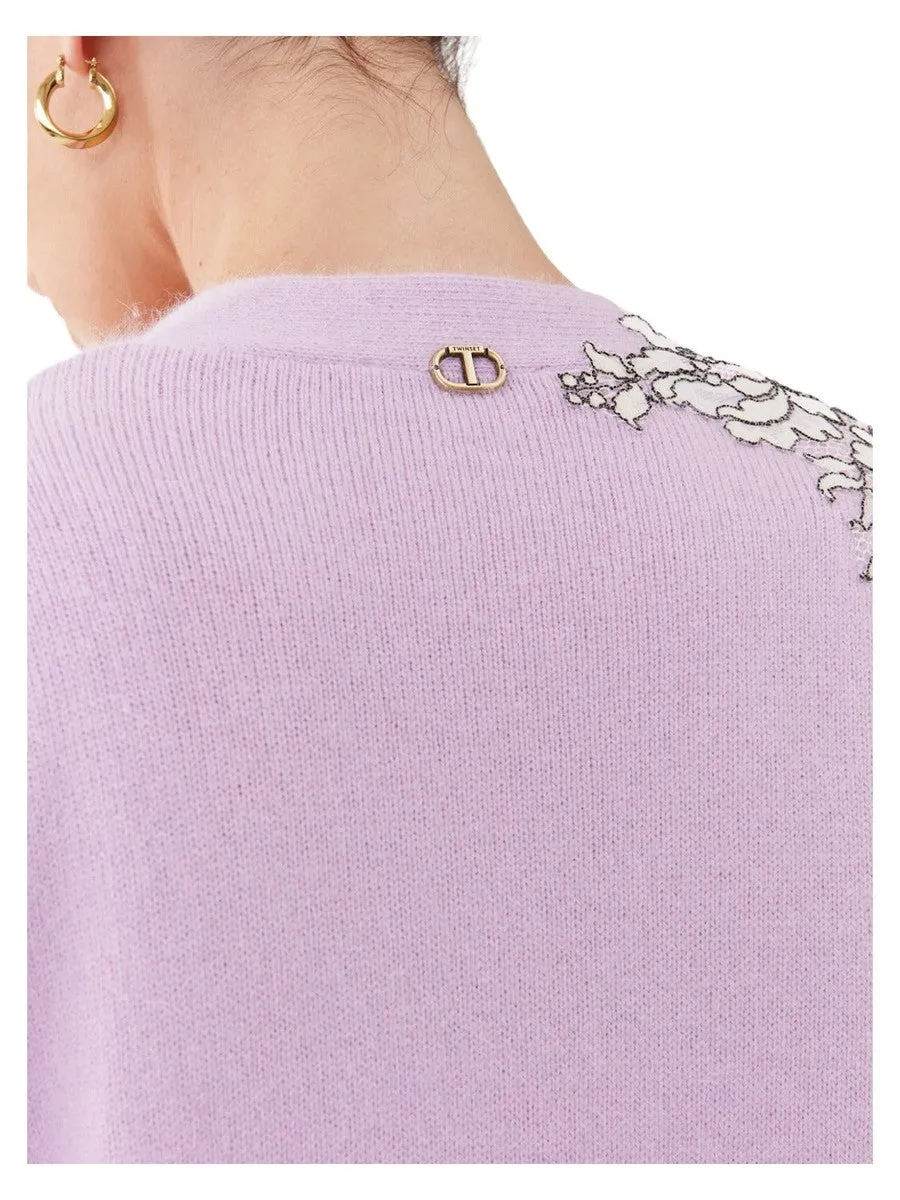 Twin-set  in misto angora con pizzo