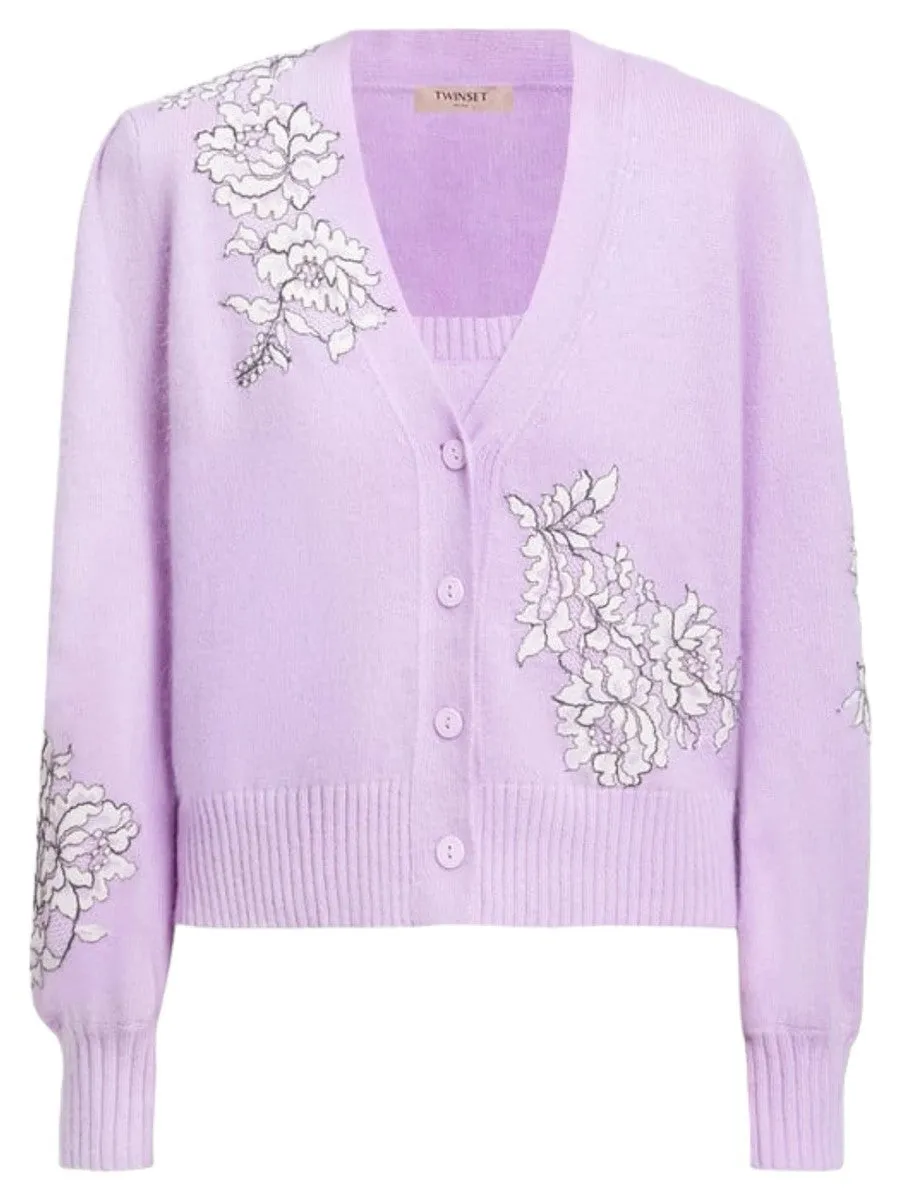 Twin-set  in misto angora con pizzo