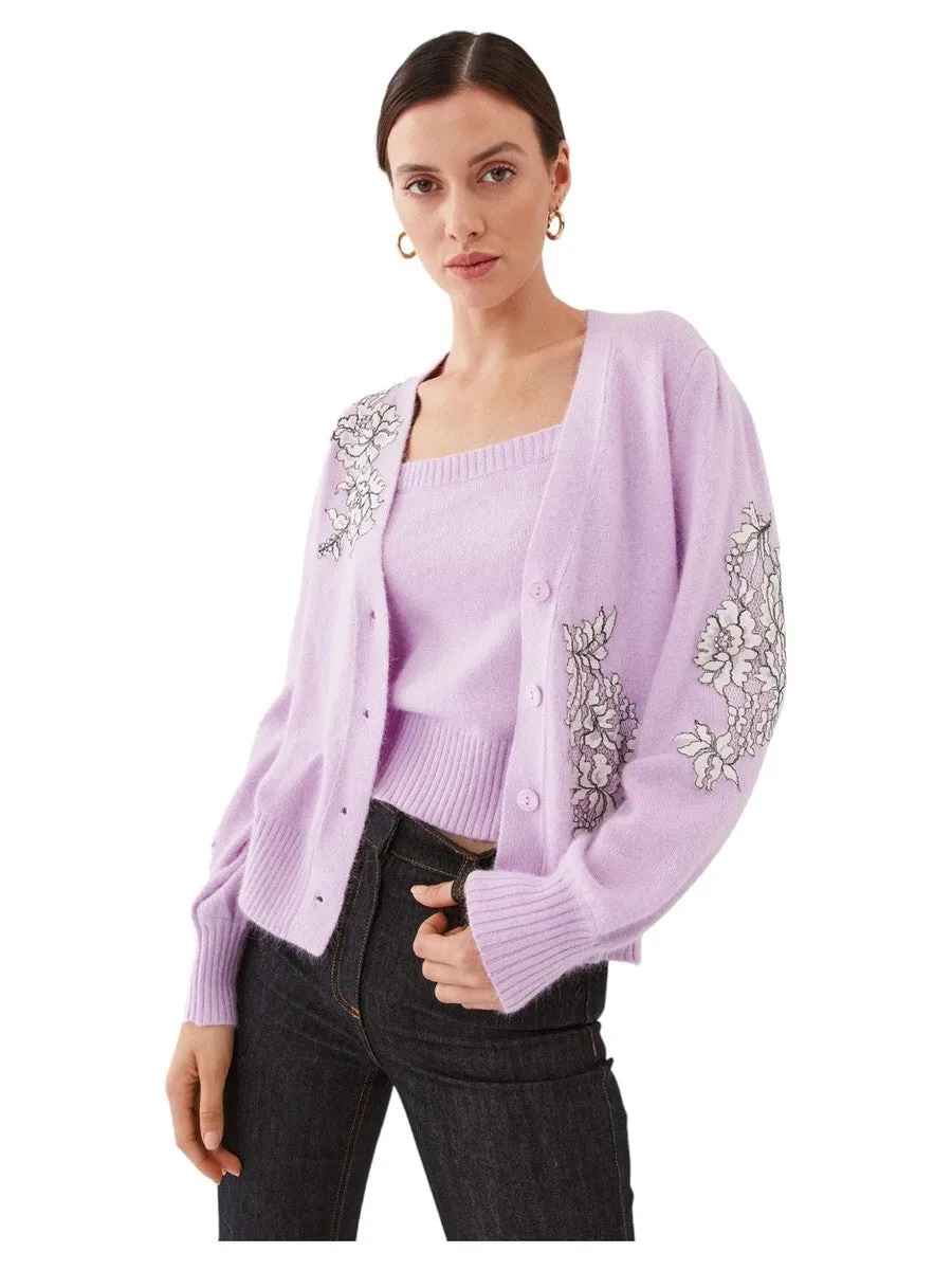 Twin-set  in misto angora con pizzo