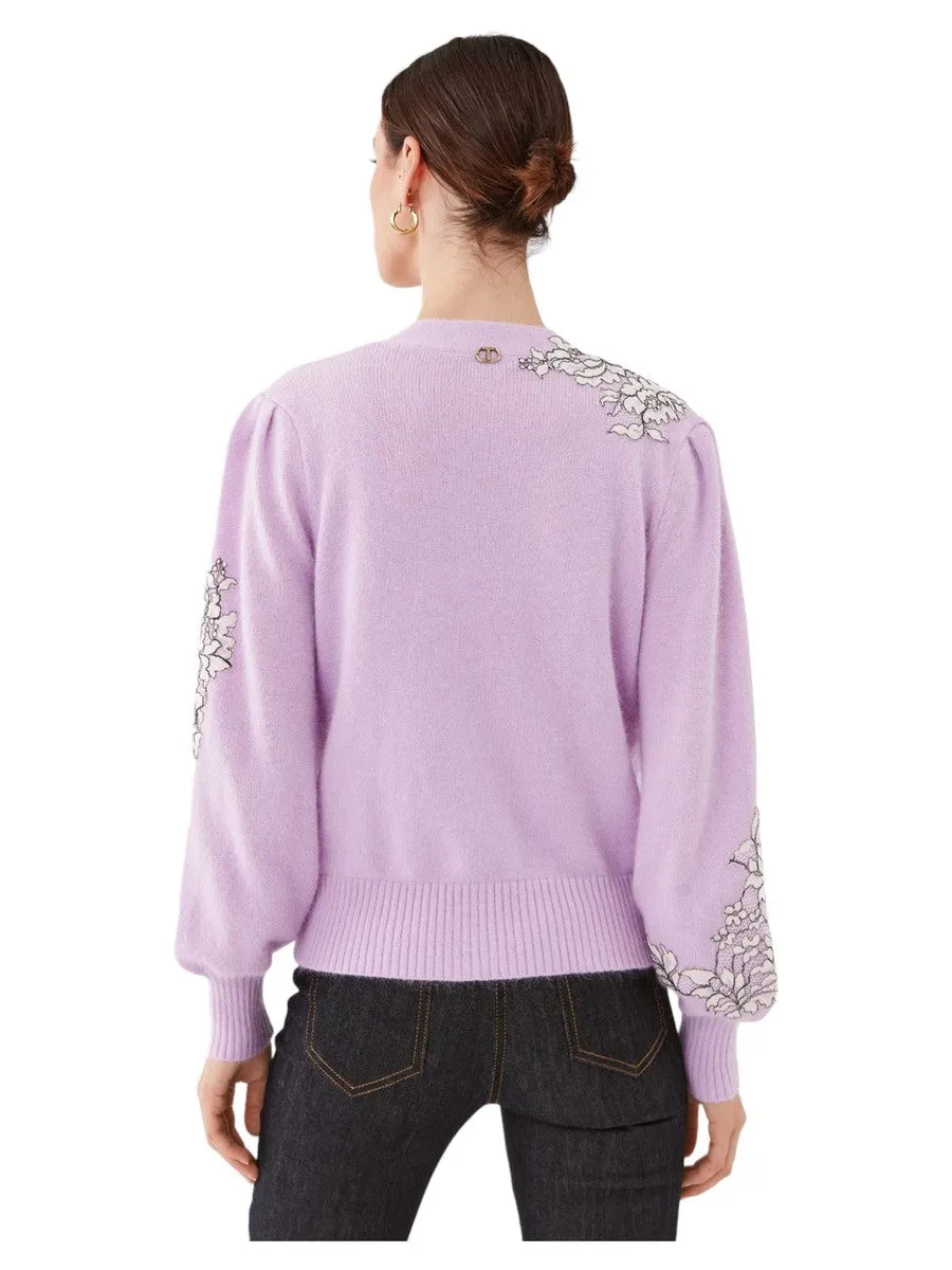 Twin-set  in misto angora con pizzo