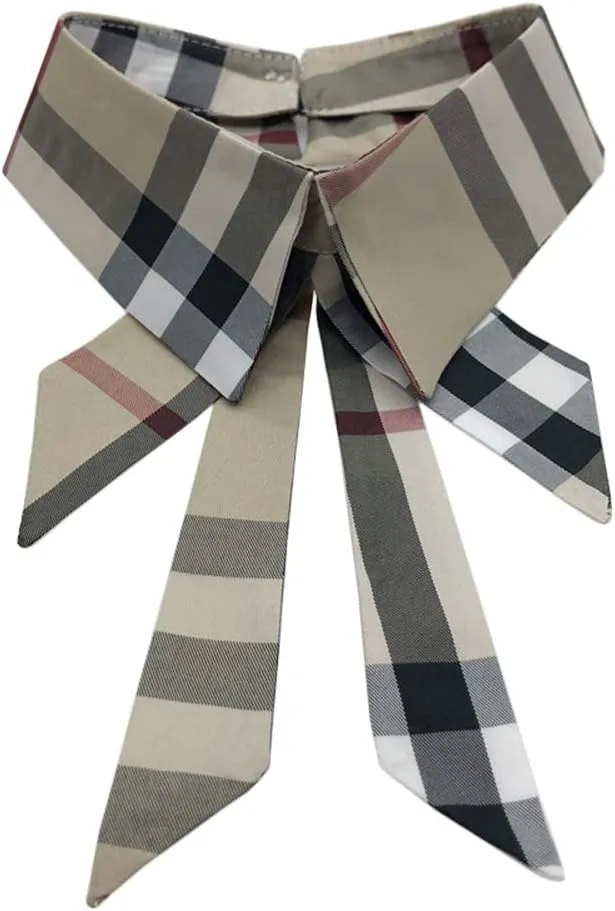 Vpang Detachable Fake Collar Lapel Plaid Blouse False Collar Choker Peter Pan Necklace Neck Bow Tie