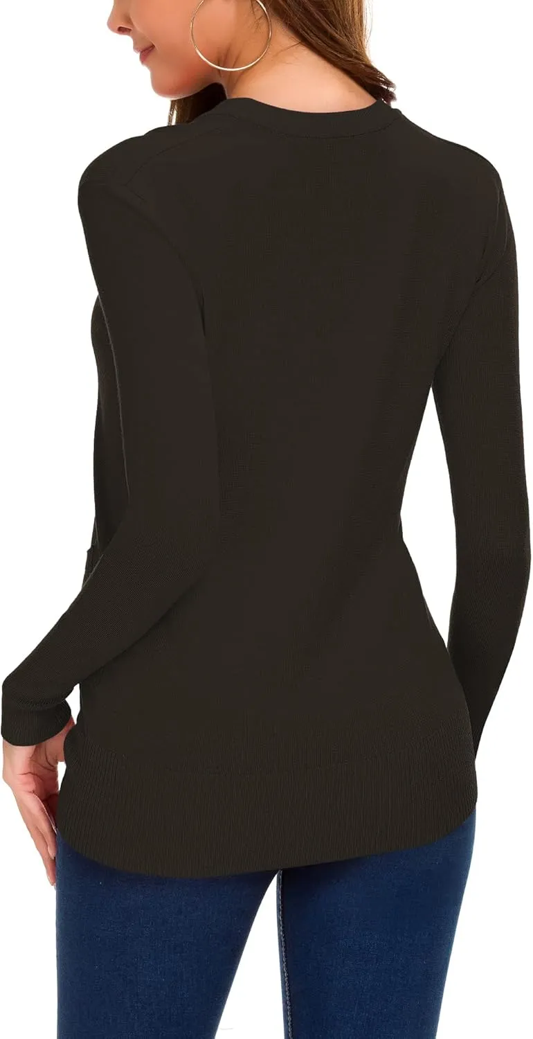 Women's Long Sleeve Open Front Cardigan Sweaters Lightweight Button Down Knit Sweater