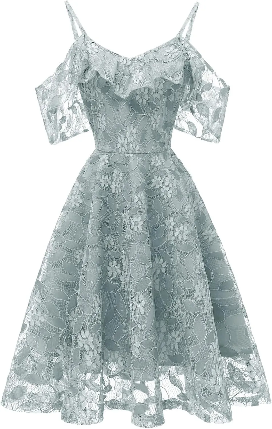 Womens Vintage Lace Floral Wedding Party Dress Short Aline Cocktail Swing Dress Spaghetti Strap Bridesmaid Sundress