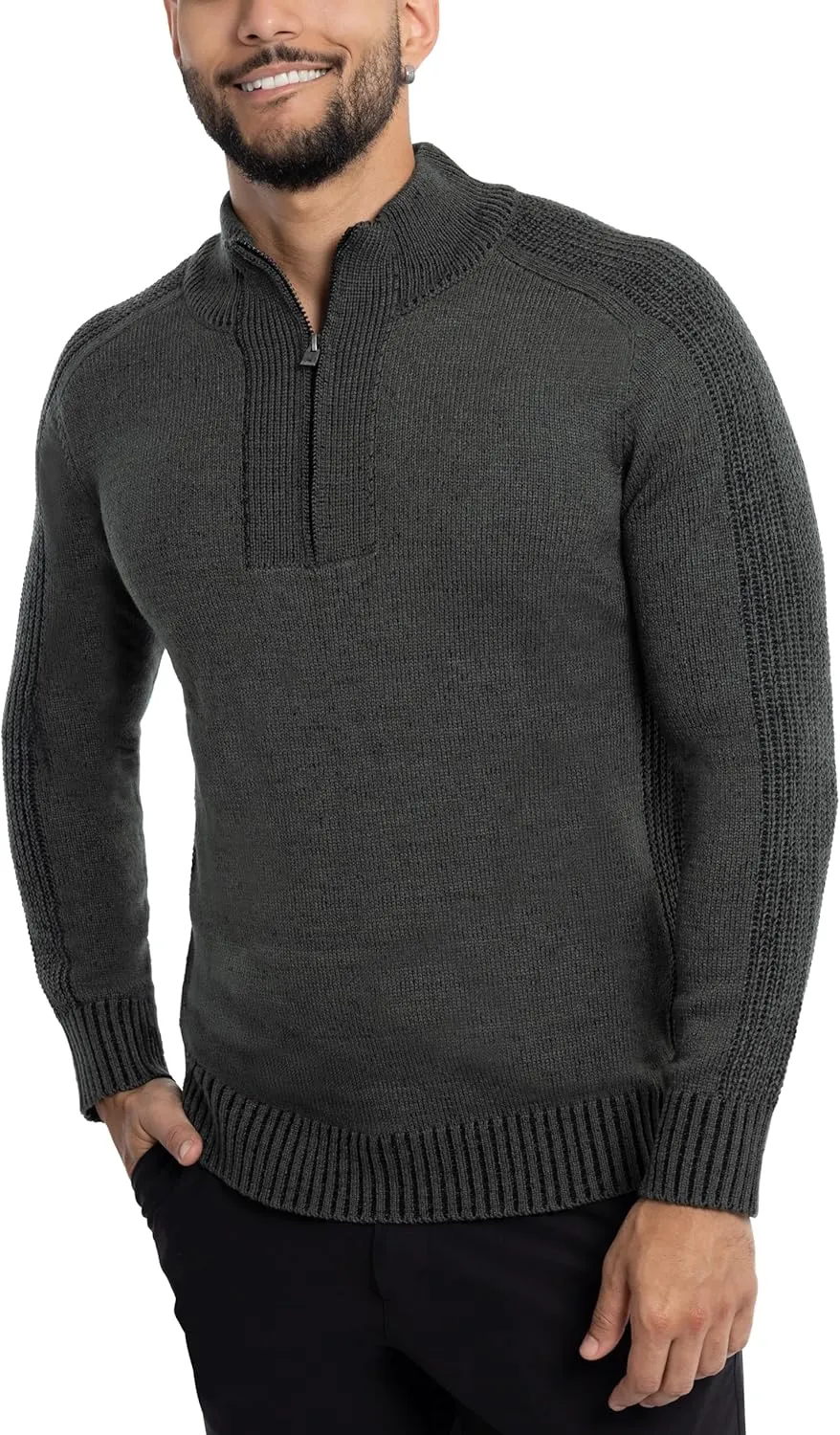 X RAY Mens Quarter Zip Pullover Sweater, Slim Fit Knit Long Sleeve Polo Quarter Zip Pullover Golf Sweatshirt for Men