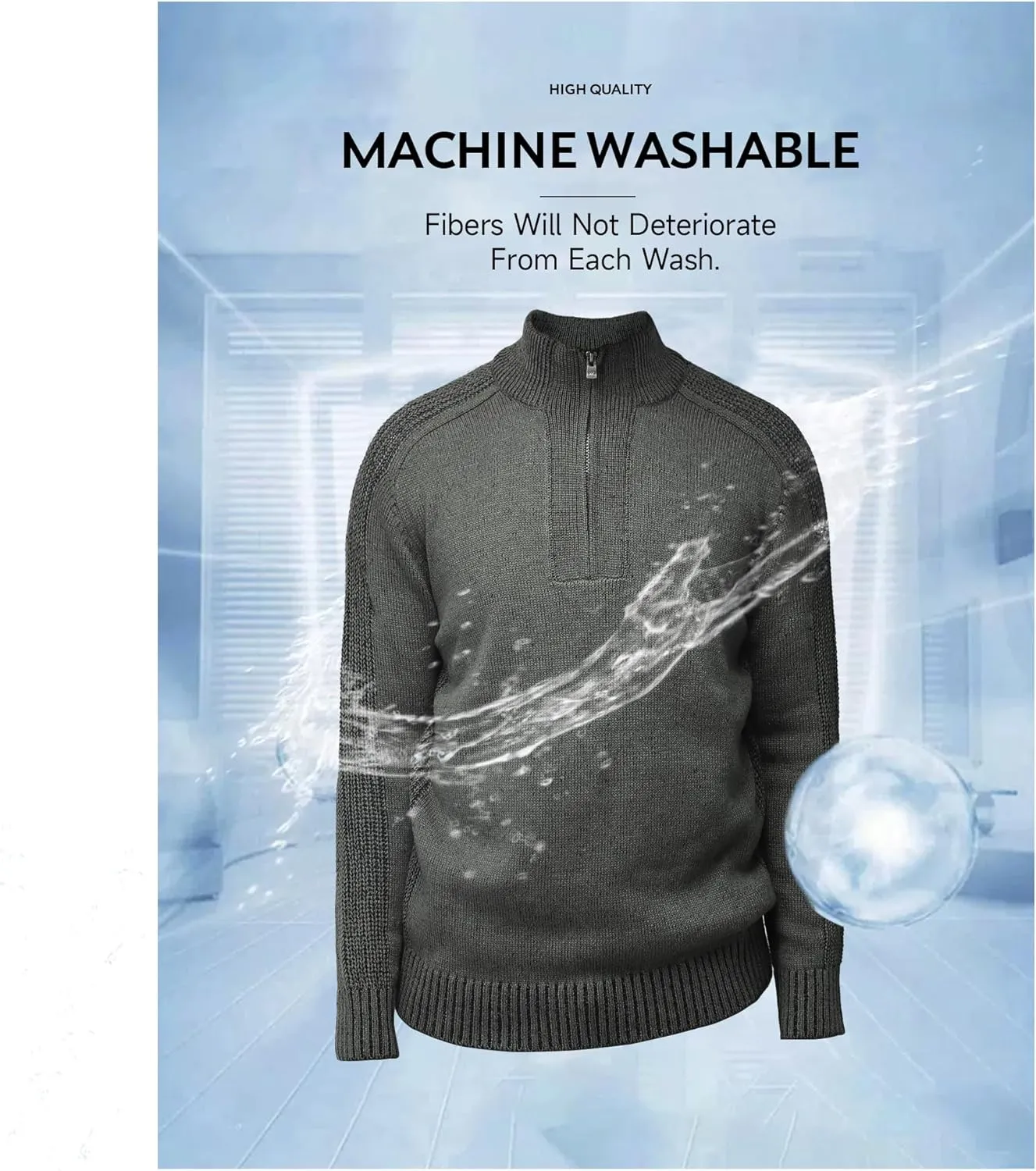 X RAY Mens Quarter Zip Pullover Sweater, Slim Fit Knit Long Sleeve Polo Quarter Zip Pullover Golf Sweatshirt for Men