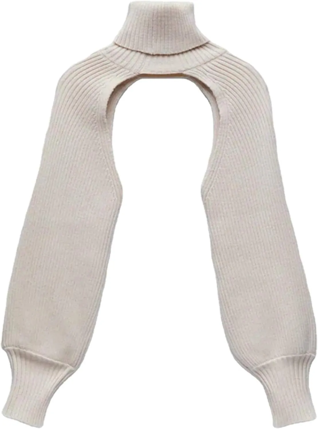 xxxiticat Women's Turtleneck Shrug Sweater Long Sleeve High Neck Cutout Knitted Arm Warmer Cropped Sweaters