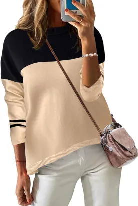 Zeagoo Sweaters for Women Fall Outfits Trendy 2024 Long Sleeve Crew Neck Knit Pullover Sweater Tops
