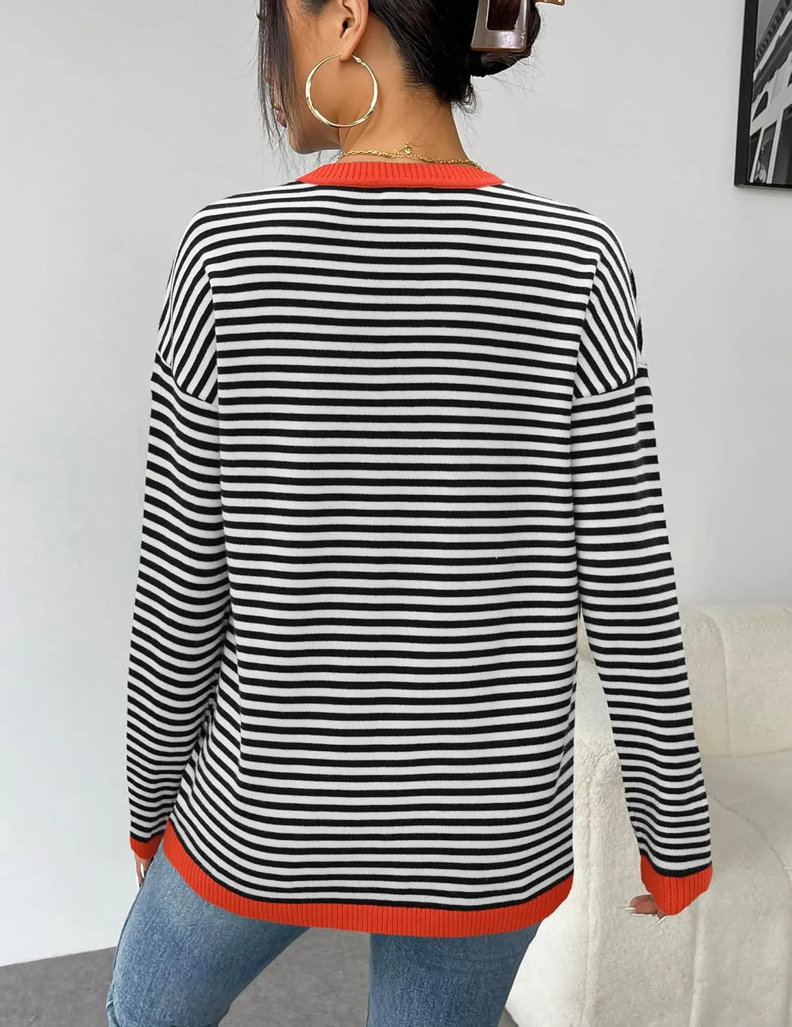 Zeagoo Sweaters for Women Fall Outfits Trendy 2024 Long Sleeve Crew Neck Knit Pullover Sweater Tops
