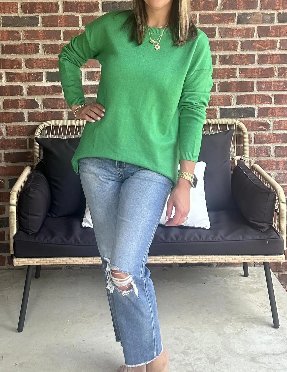 Zeagoo Sweaters for Women Fall Outfits Trendy 2024 Long Sleeve Crew Neck Knit Pullover Sweater Tops